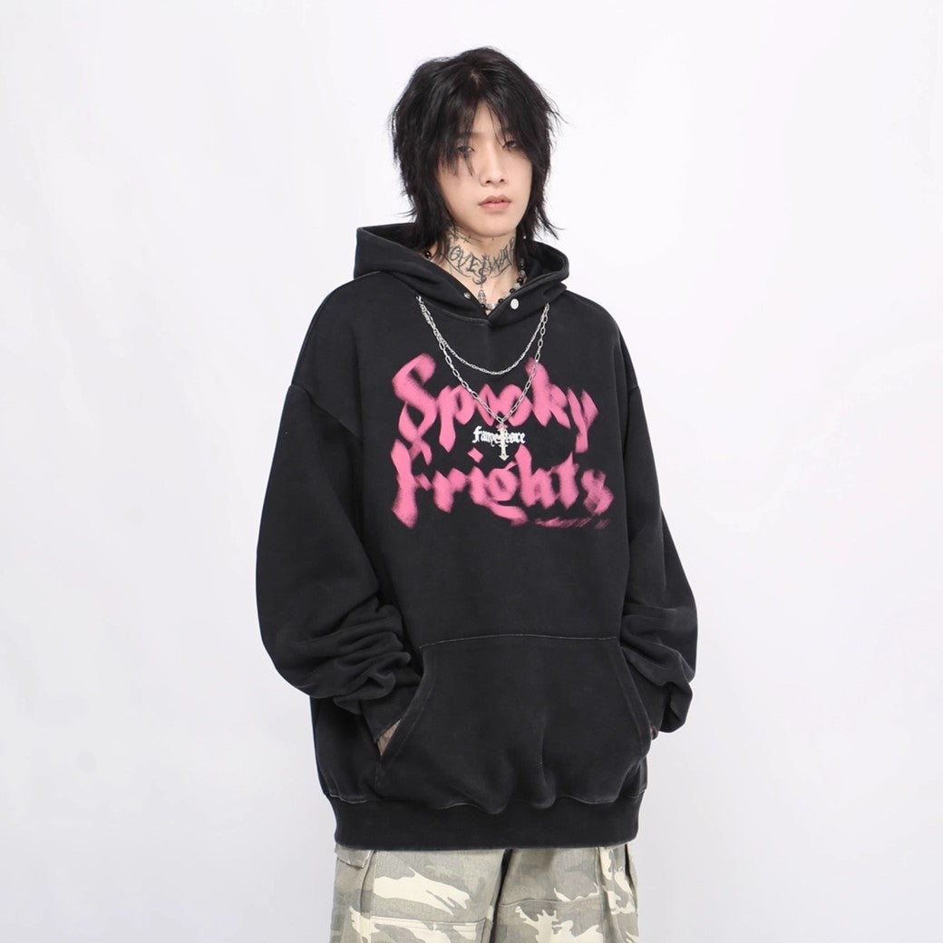 【Mz】Dull initial pinky design grunge hoodie  MZ0036