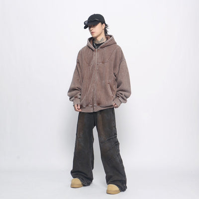 【Mz】Basic dull color balance design full zip hoodie  MZ0045