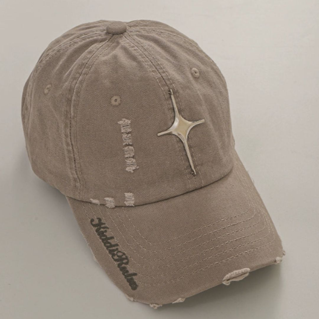 Random distressed dull base cross point cap  HL3068