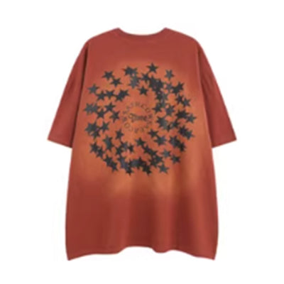 【VEG Dream】Back Star Design Gathered Wash Short Sleeve T-Shirt  VD0236