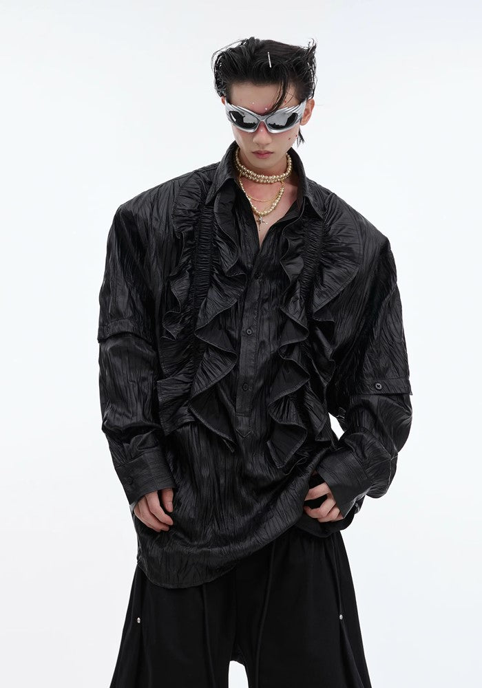 【Culture E】Front ruffle design mode gothic long sleeve shirt  CE0161