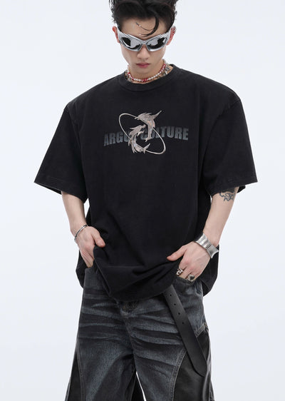 [Culture E] Front brand logo design mode crystal short sleeve T-shirt CE0126