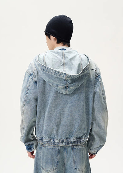 【9/9新作】Dull random wash white blue street denim setup  HL3088