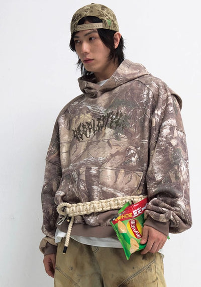 【People Style】Leaf Random Design Wide Over Mode Street Hoodie  PS0037