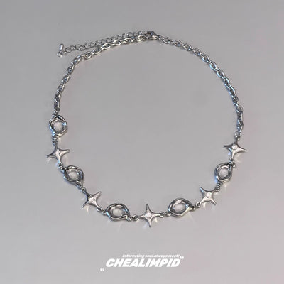 【CHEALIMPID】Cross Marble Point Design Silver Necklace  CL0005