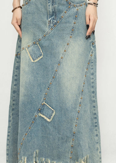 【ZERO STORE】Random dull wash wide silhouette denim skirt  ZS0051