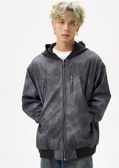 【MAXDSTR】Random wash design monotone color full zip hoodie jacket  MD0180