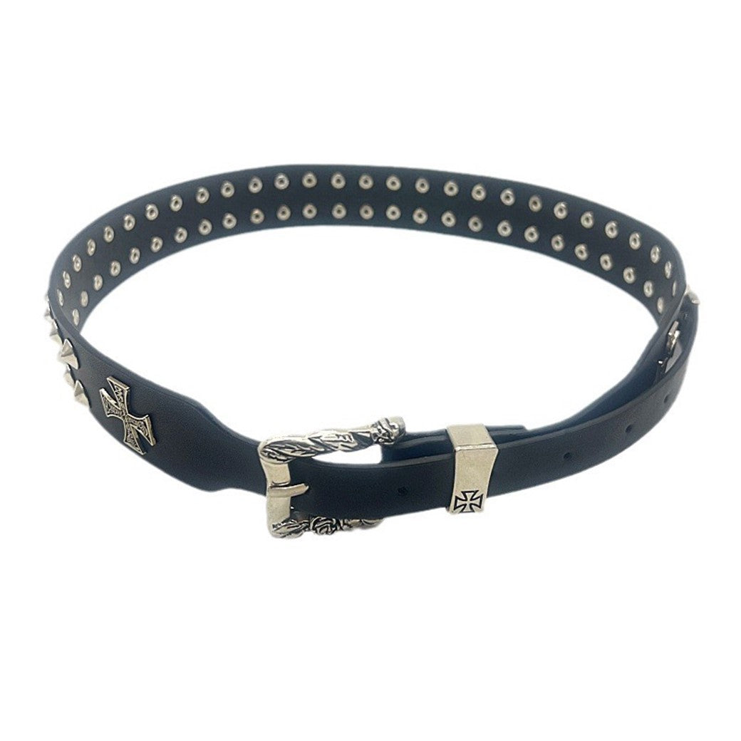 小物 cross design leather belt y2k cross design leather belt y2k