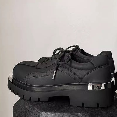 【7/1新作】Silver attachment matte material simple black sneaker boots  HL3046