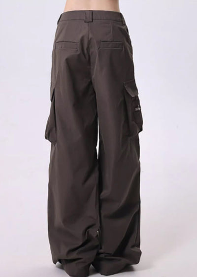 【Rayohopp】Tuck plus cargo design simple color wide pants  RH0129