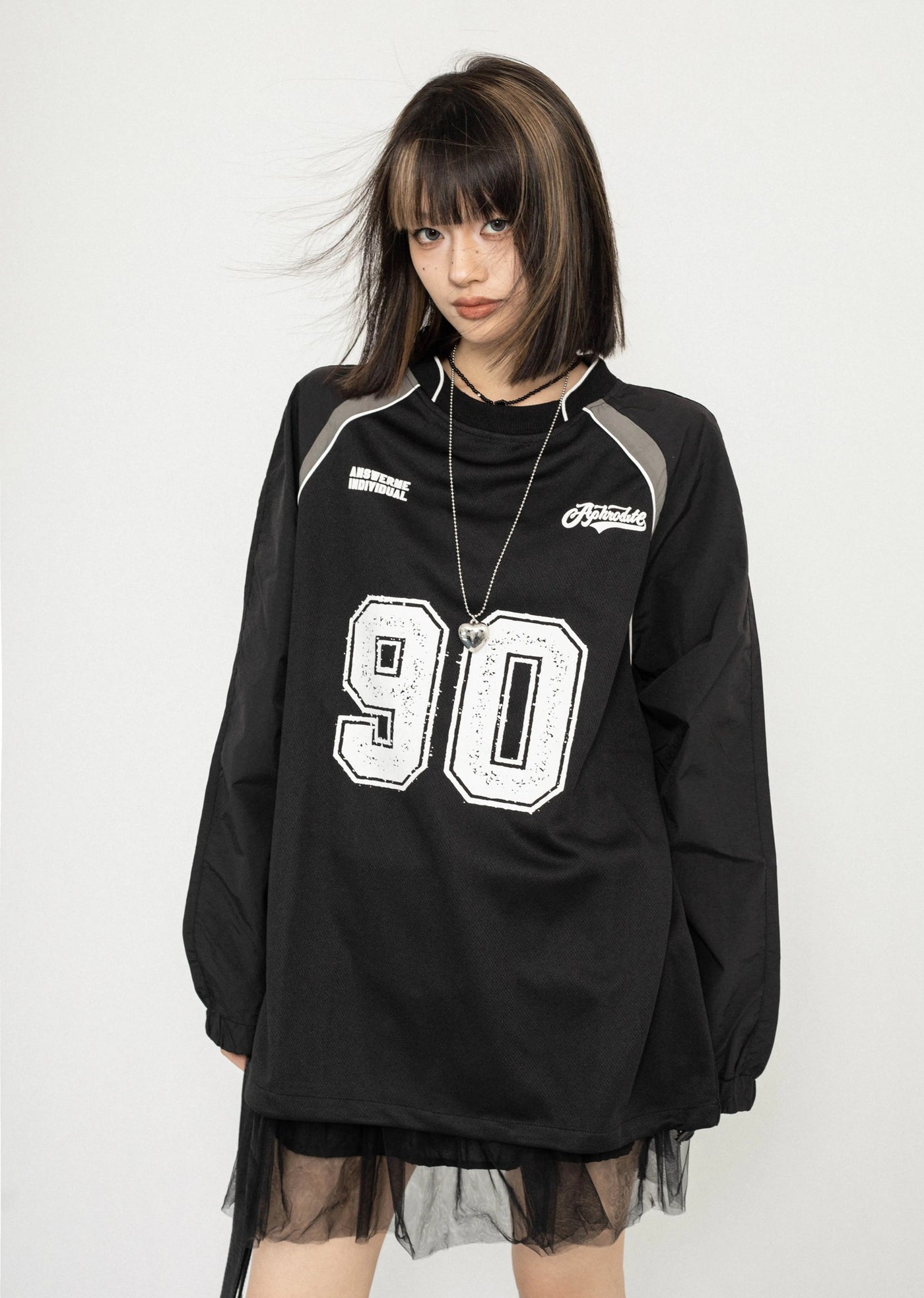 【ZERO STORE】Front number initial design sporty gaming T-shirt  ZS0047