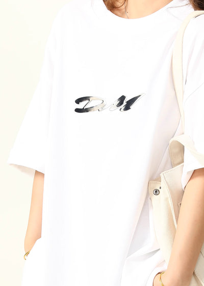 [H GANG X] Front sleeve initial design monochrome short sleeve T-shirt HX0052
