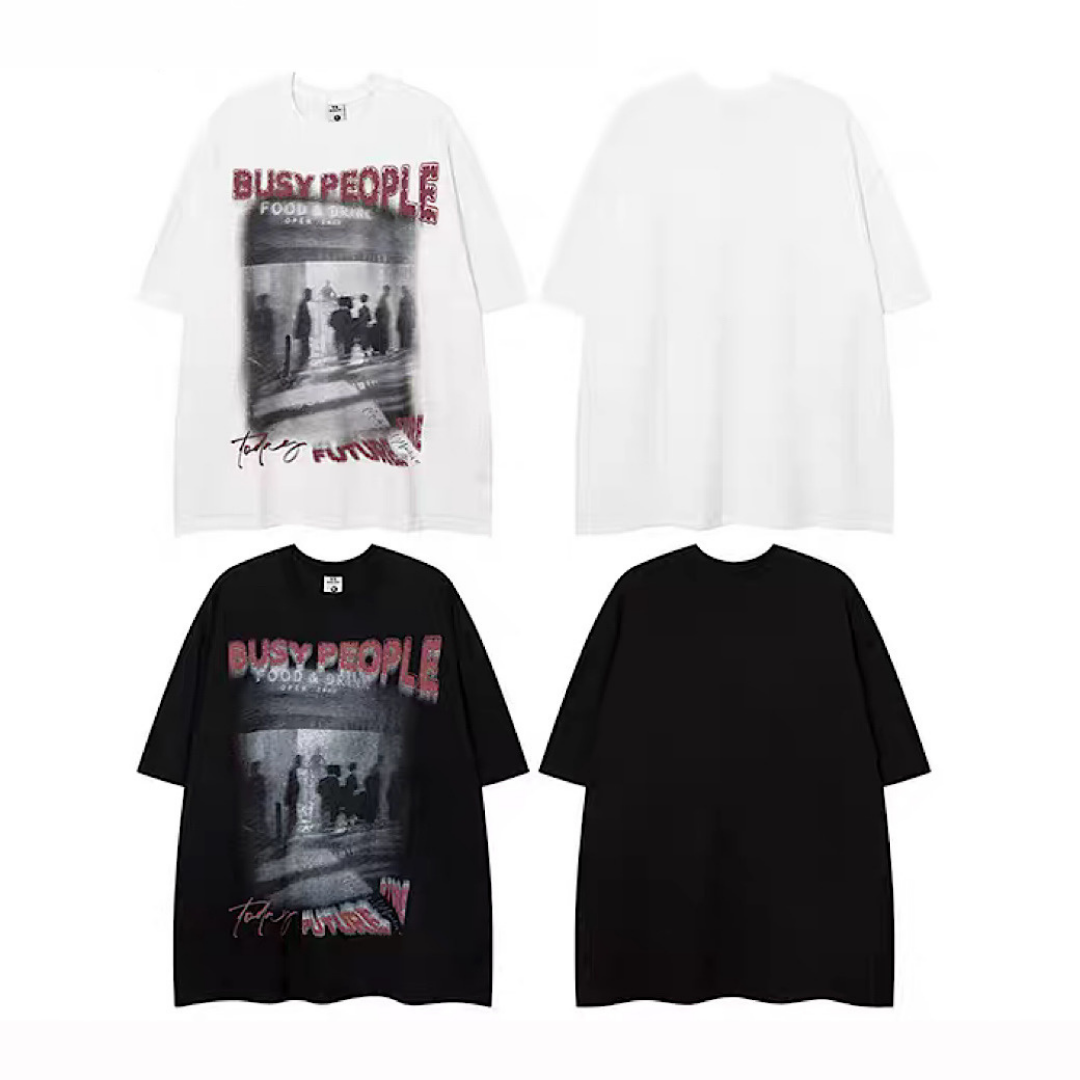 【NIHAOHAO】Grunge style depiction front design short sleeve T-shirt  NH0102