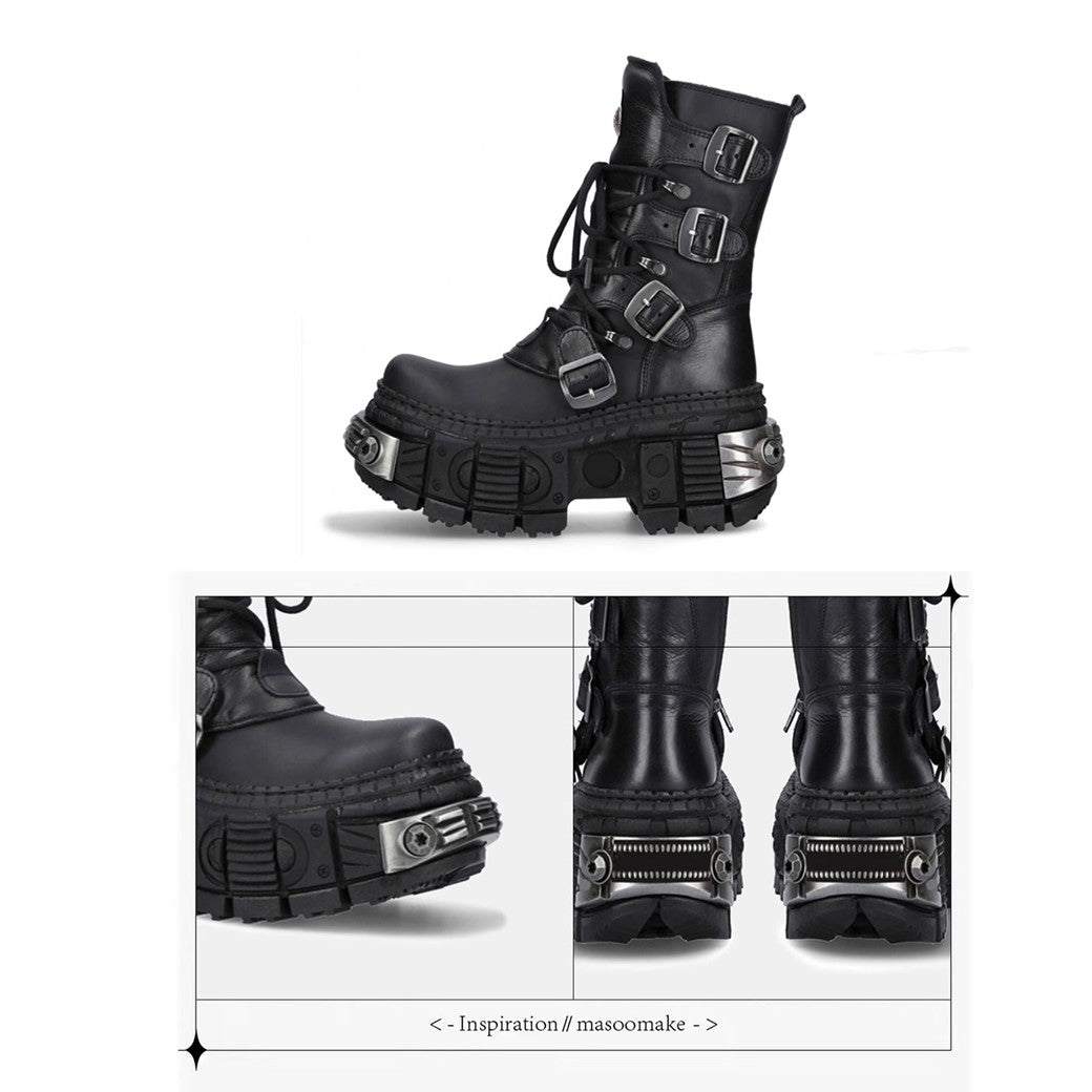 【9/9新作】Multi-belt gimmick design high-end black boots  HL3081