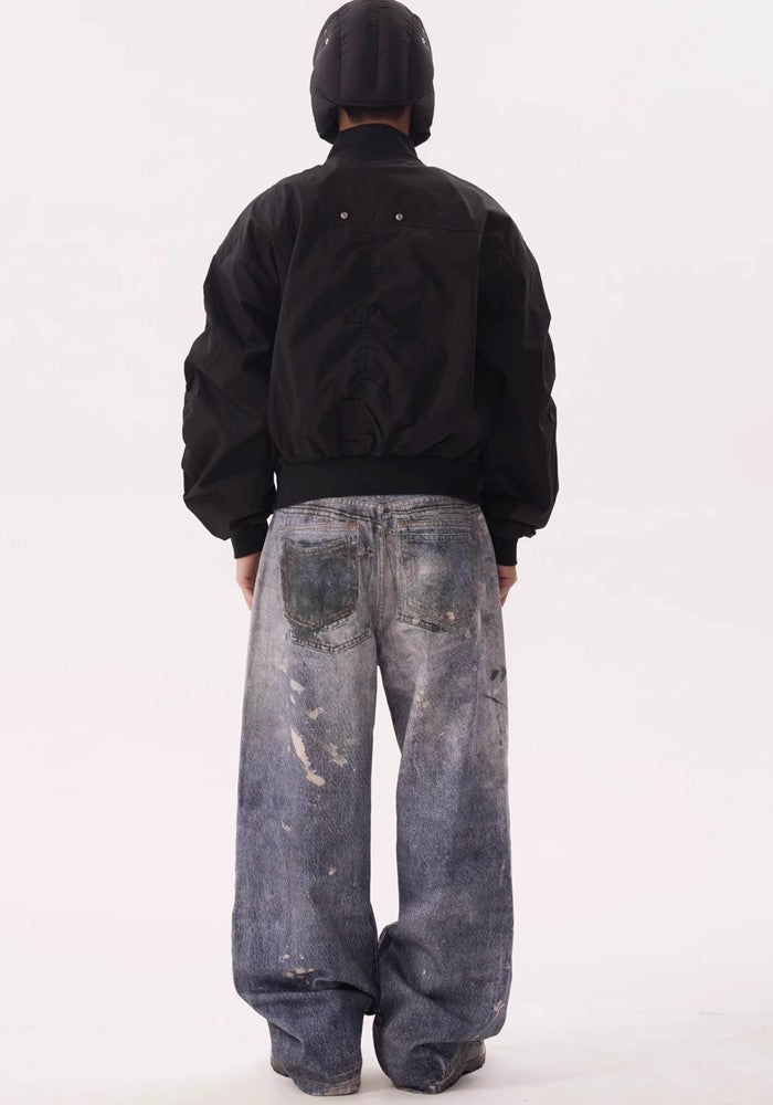 【BTSG】Pale vintage blue wide style denim pants  BS0026