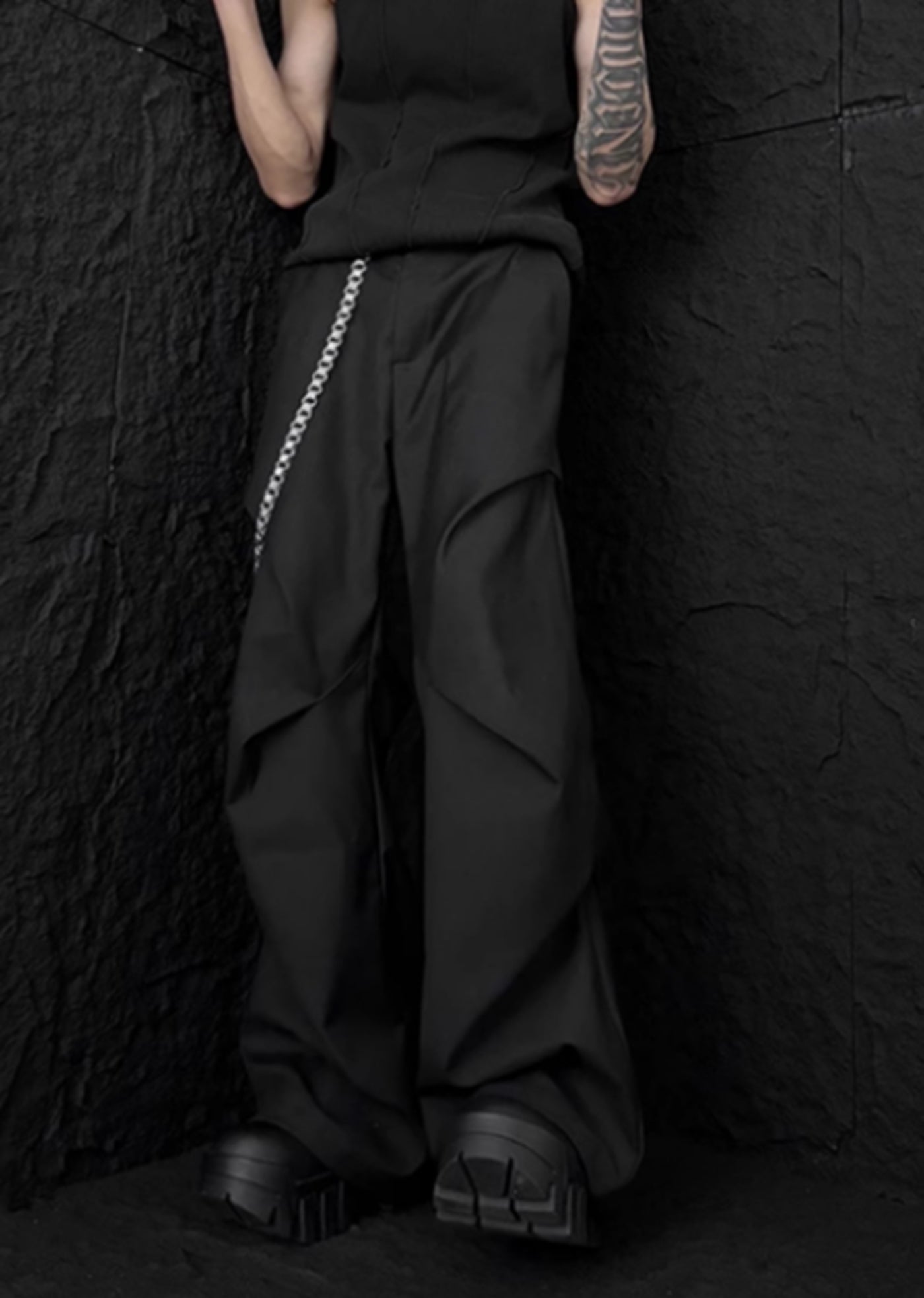 【76street】Overall tuck-in bell road silhouette slacks pants  ST0014