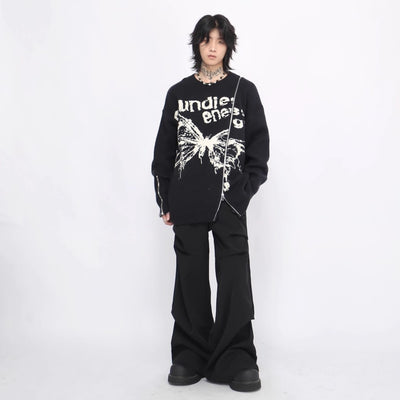 【Mz】One-point zip space-time distortion butterfly design knit  MZ0034