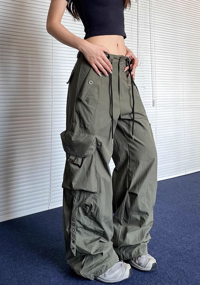 【Apocket】Casual vintage style wide silhouette cargo pants  AK0033