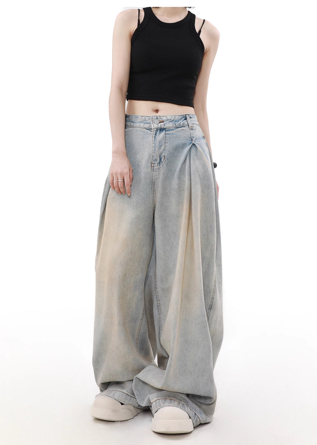 パンツ [MONN.:.(E*)) Light DENIM PANTS RIVE DROITE｜【MONN.:.(モン)】ライトデニムワイドパンツ