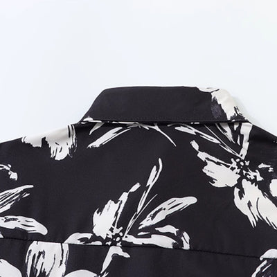 【ANAMONE】Random monotone floral design loose silhouette long sleeve shirt  AO0013