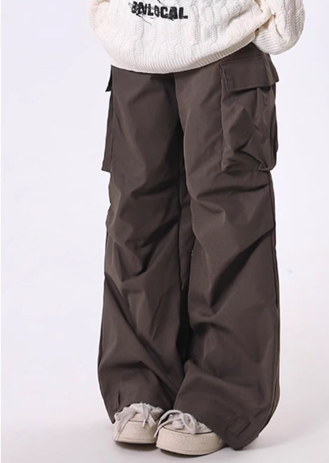 【Rayohopp】Tuck plus cargo design simple color wide pants  RH0129