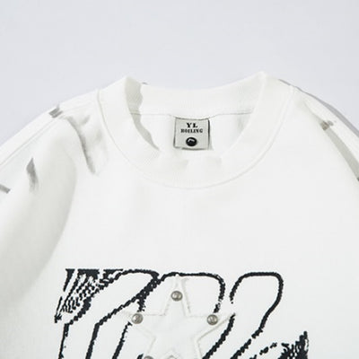 【NIHAOHAO】Multi-initial logo design sleeve shadow sweatshirt  NH0179