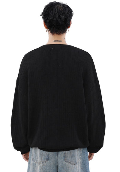 【MR nearly】V-neck design basic silhouette style knit sweater  MR0141