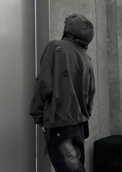 【SOULWORKER】Fully damaged Kusumin base color oversized silhouette hoodie  SW0028