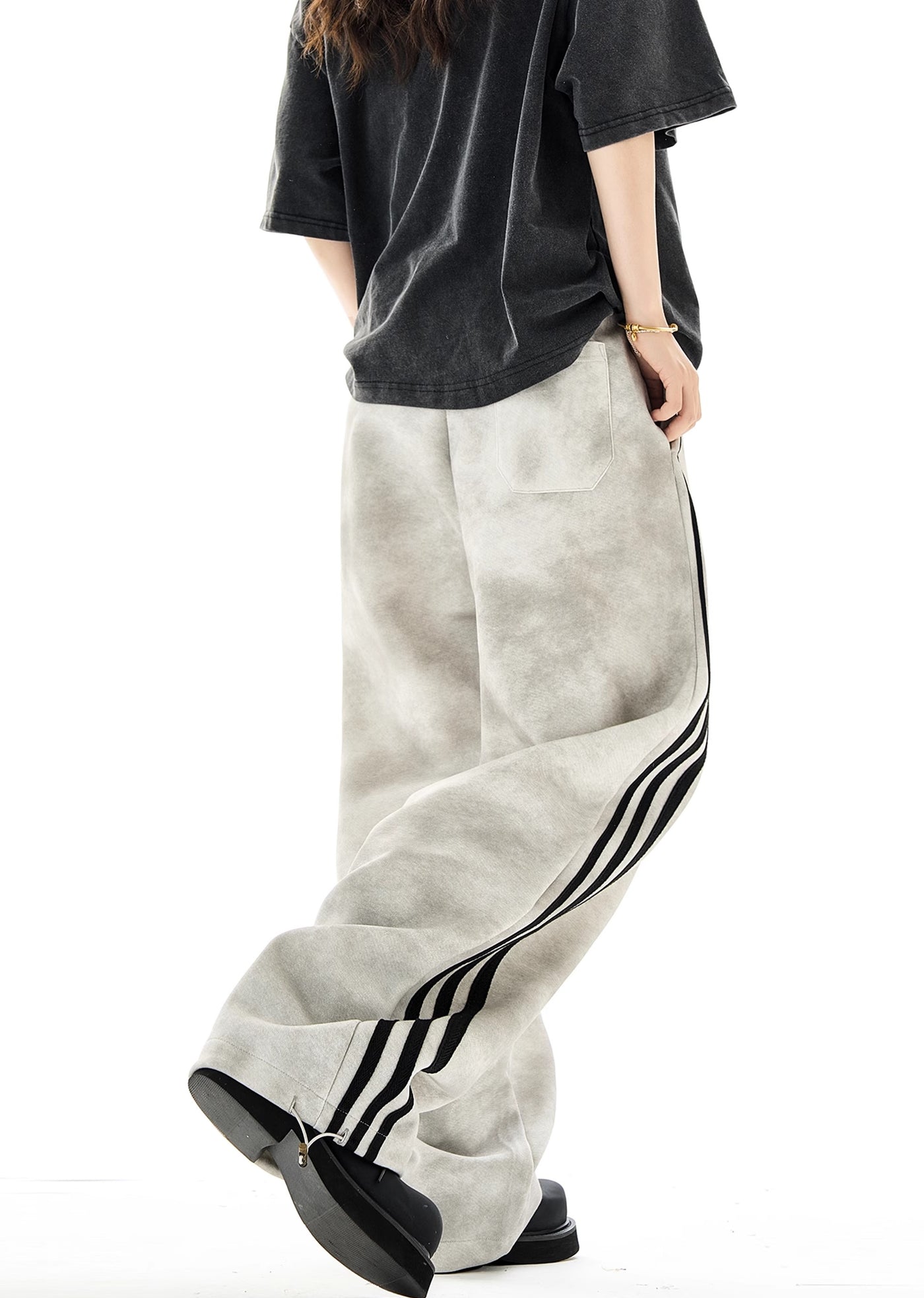 【H GANG X】Random white wash color side line design pants  HX0056