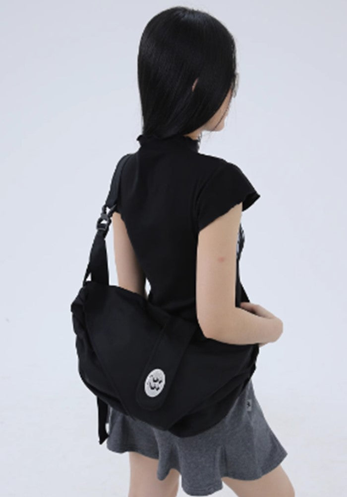 【FUZZYKON】Black basic style design shoulder bag  FK0034