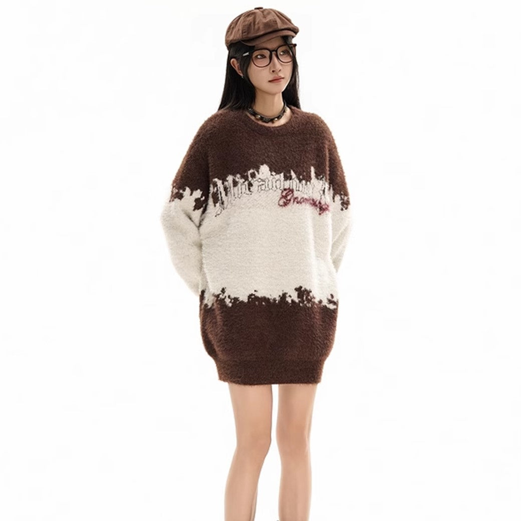 【NIHAOHAO】Double loose collar simple design over knit sweater  NH0164