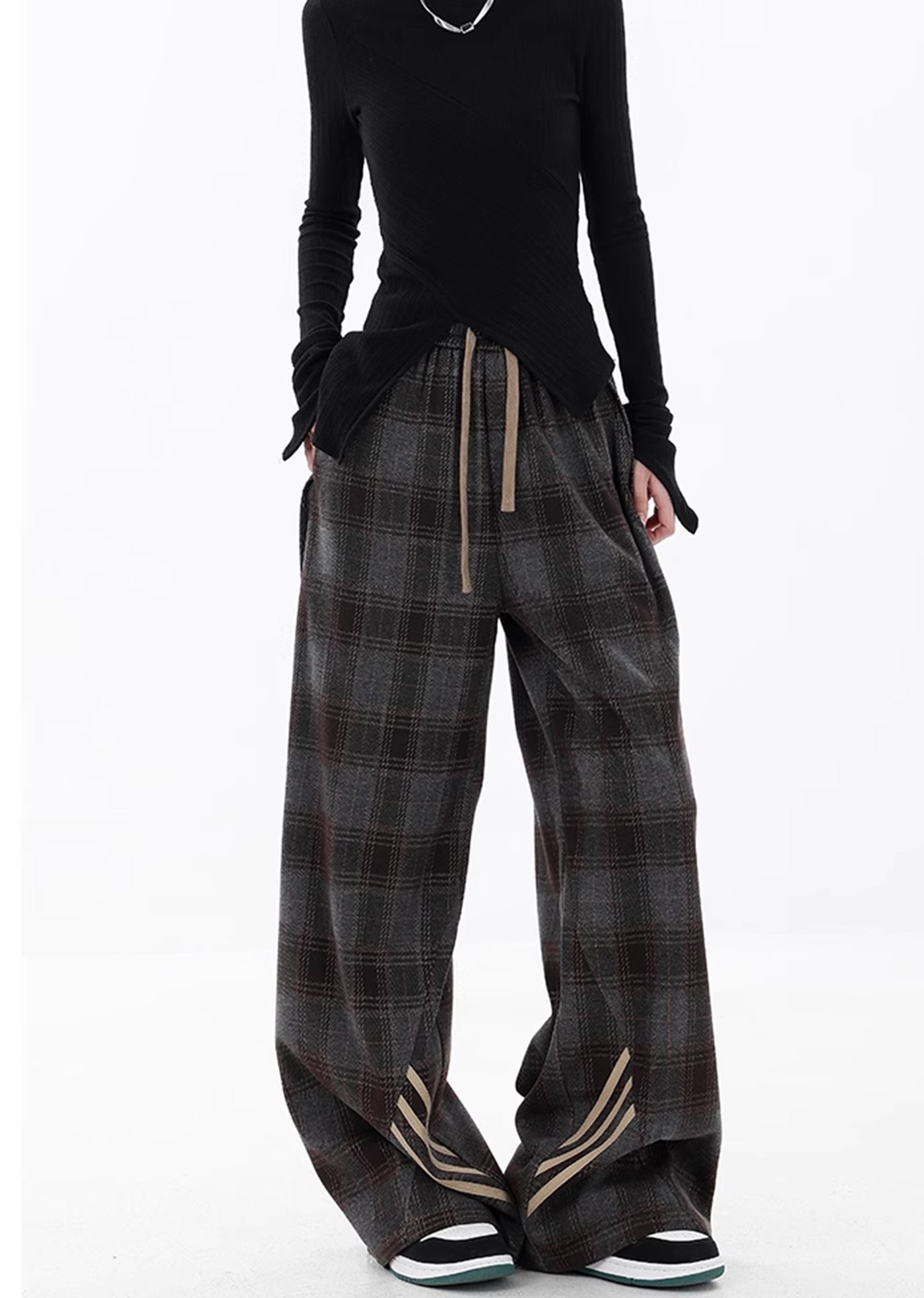 【Ken studio】Regular check pattern design dull wide pants  KS0016