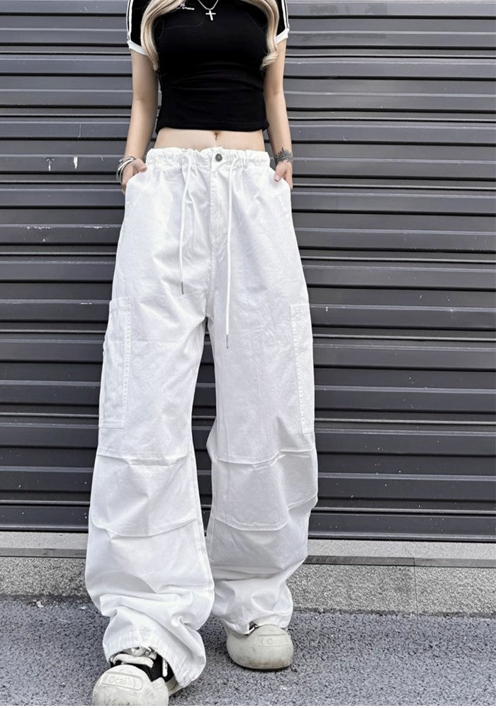 【W3】Simple base color monochrome wide silhouette pants  WO0086