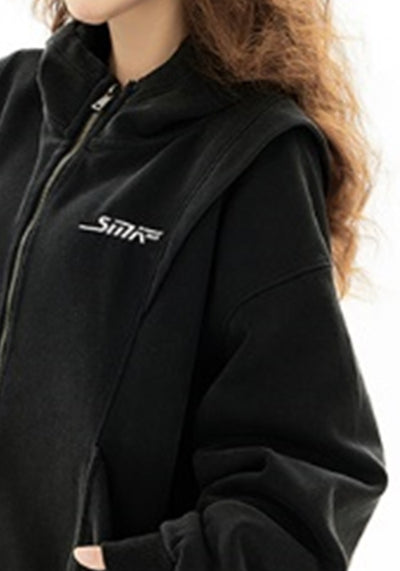 【H GANG X】Simple color gimmick silhouette design full zip jacket  HX0106