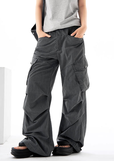 【H GANG X】Dull grey double pocket cargo denim pants  HX0066