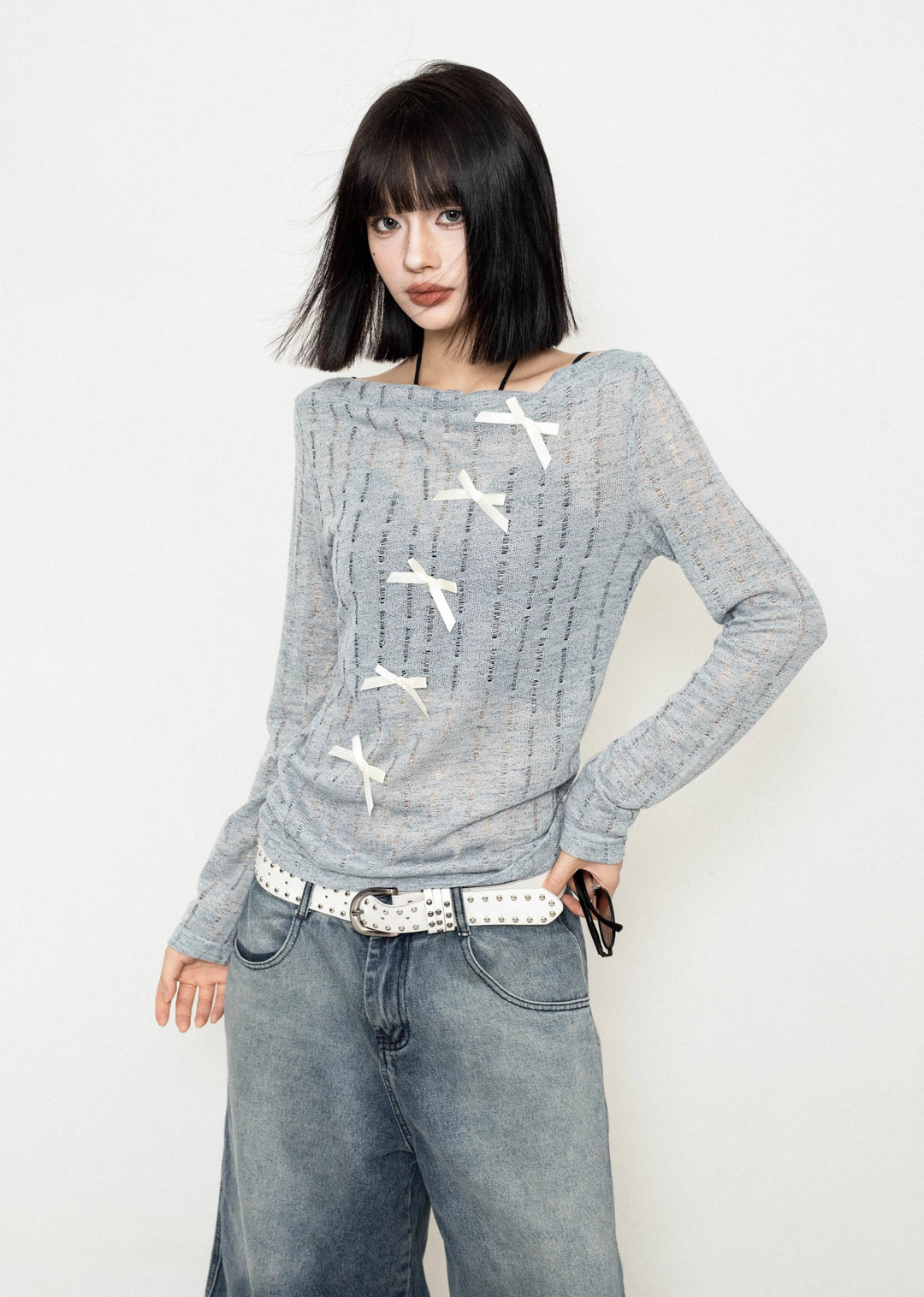 ZERO STORE】Ribbon stitching unique gimmick design tight