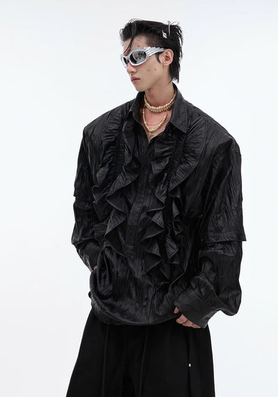 【Culture E】Front ruffle design mode gothic long sleeve shirt  CE0161