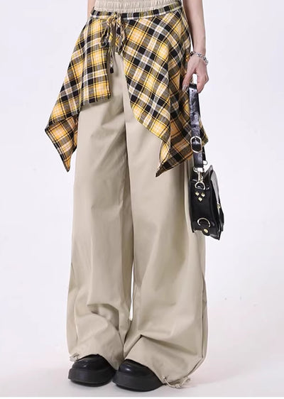 【Rayohopp】Waist check design sweat style wide pants  RH0130