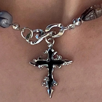 【CHEALIMPID】Stone Multi Design Gothic Mode Cross Necklace  CL0016