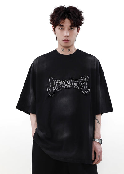 【MR nearly】Dull grunge color design wide dress short sleeve T-shirt  MR0090