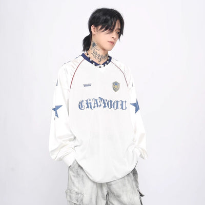 【Mz】Sporty casual star design long sleeve T-shirt  MZ0031