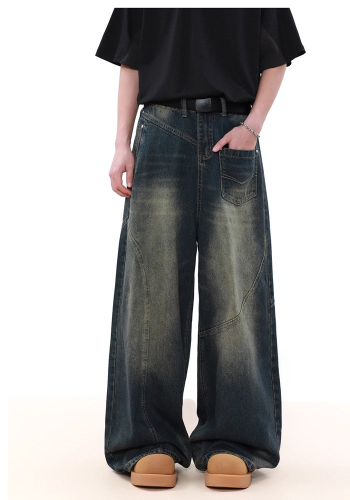 【MR nearly】Fully grunge washed patchwork denim pants  MR0125