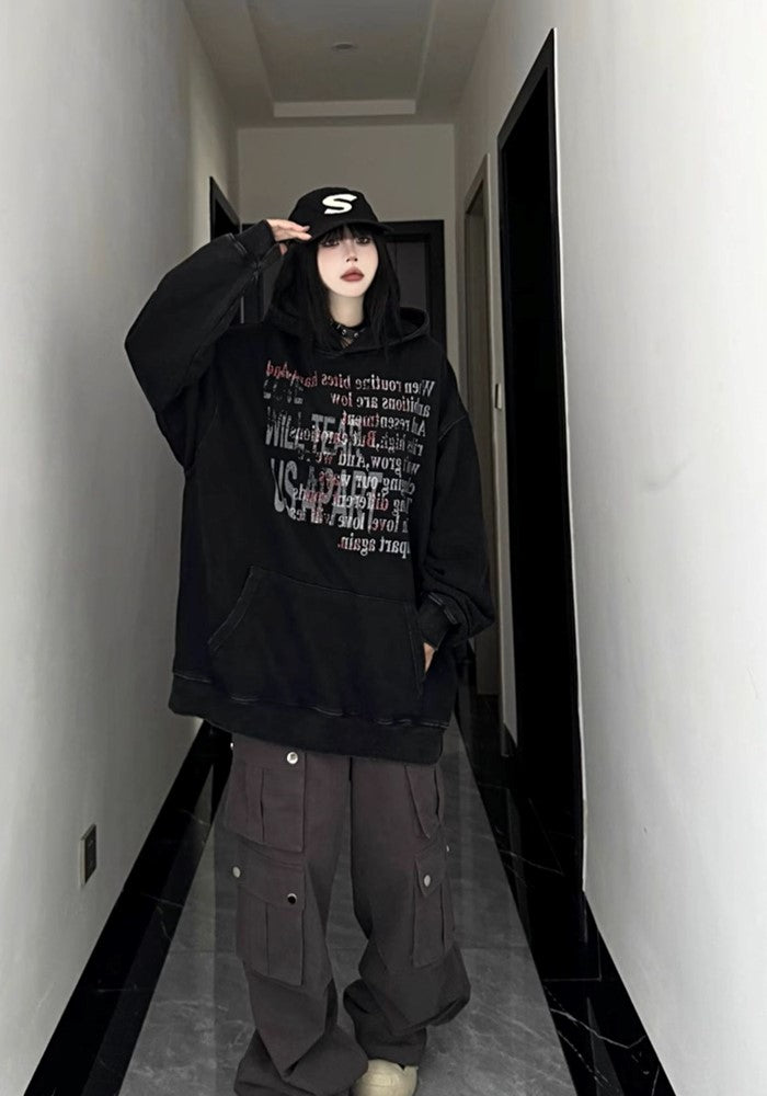 【W3】Multi-front initial design oversized hoodie  WO0084