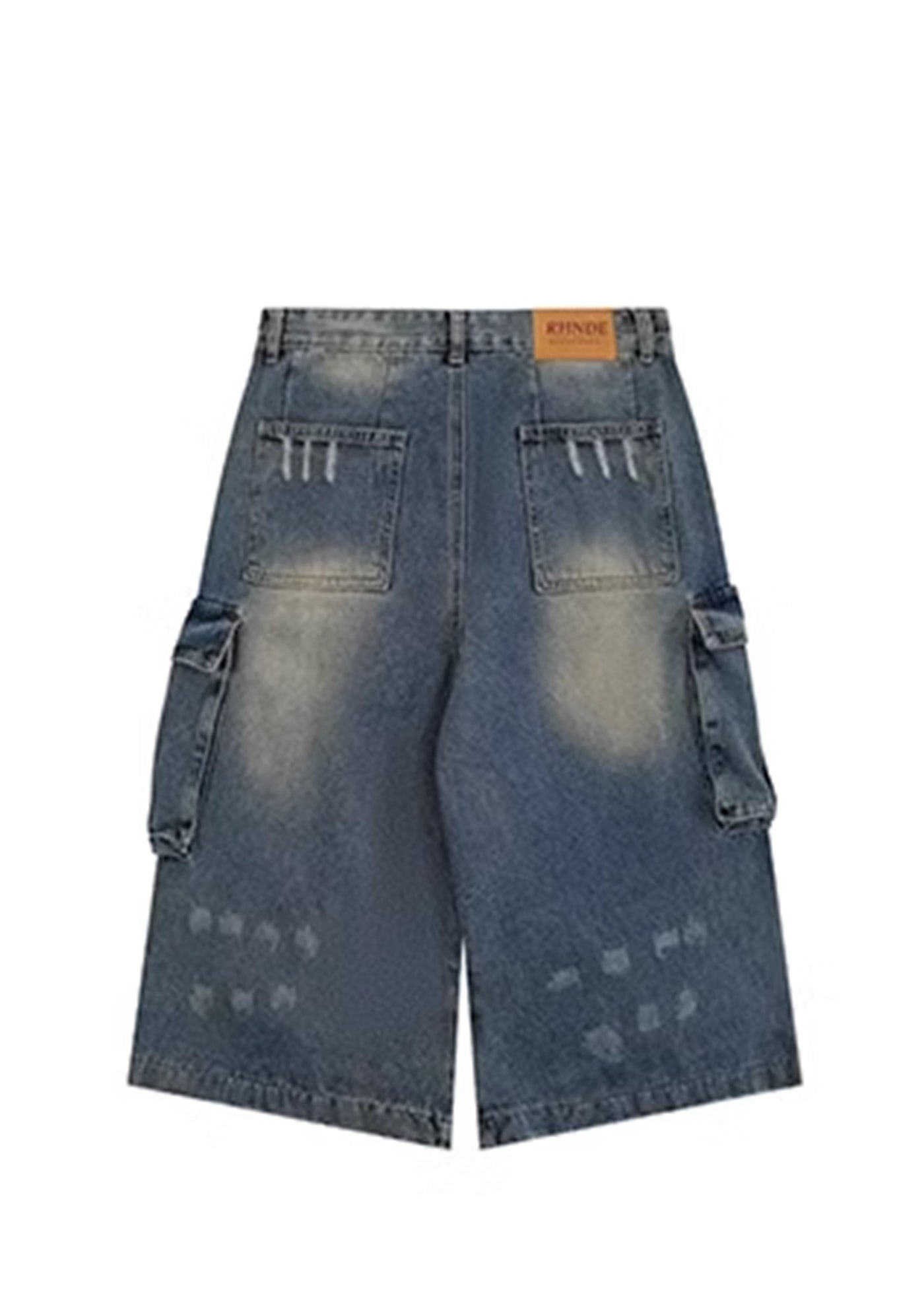 【Rayohopp】Dull wash wide silhouette denim shorts  RH0131