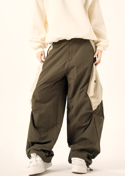 【H GANG X】Double color nylon over wide silhouette casual pants  HX0079