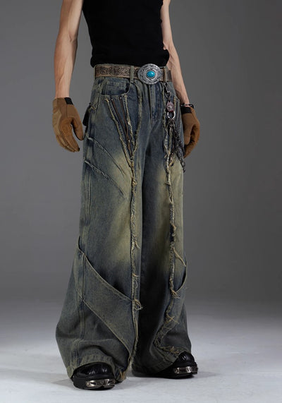 【NOMANIAI 】Grunge street style wash design denim pants  NA0001