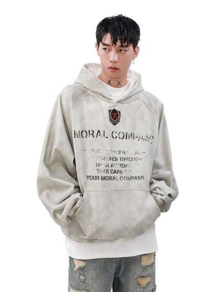 【MR nearly】Dull wash basic design front hoodie  MR0148