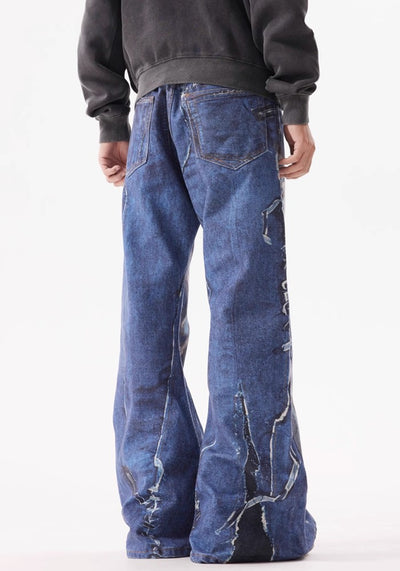 【BTSG】Front art chick paint design wide straight denim pants  BS0041