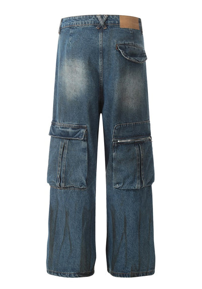 【W3】Wild dull wash muddy design denim pants  WO0087