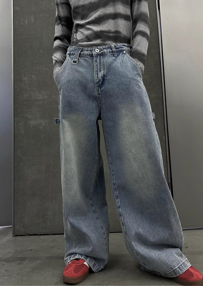 【SOULWORKER】Dull wash blue wide silhouette denim pants  SW0032